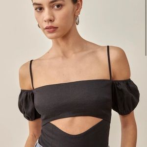 Reformation Lainey Linen Cut Out Top